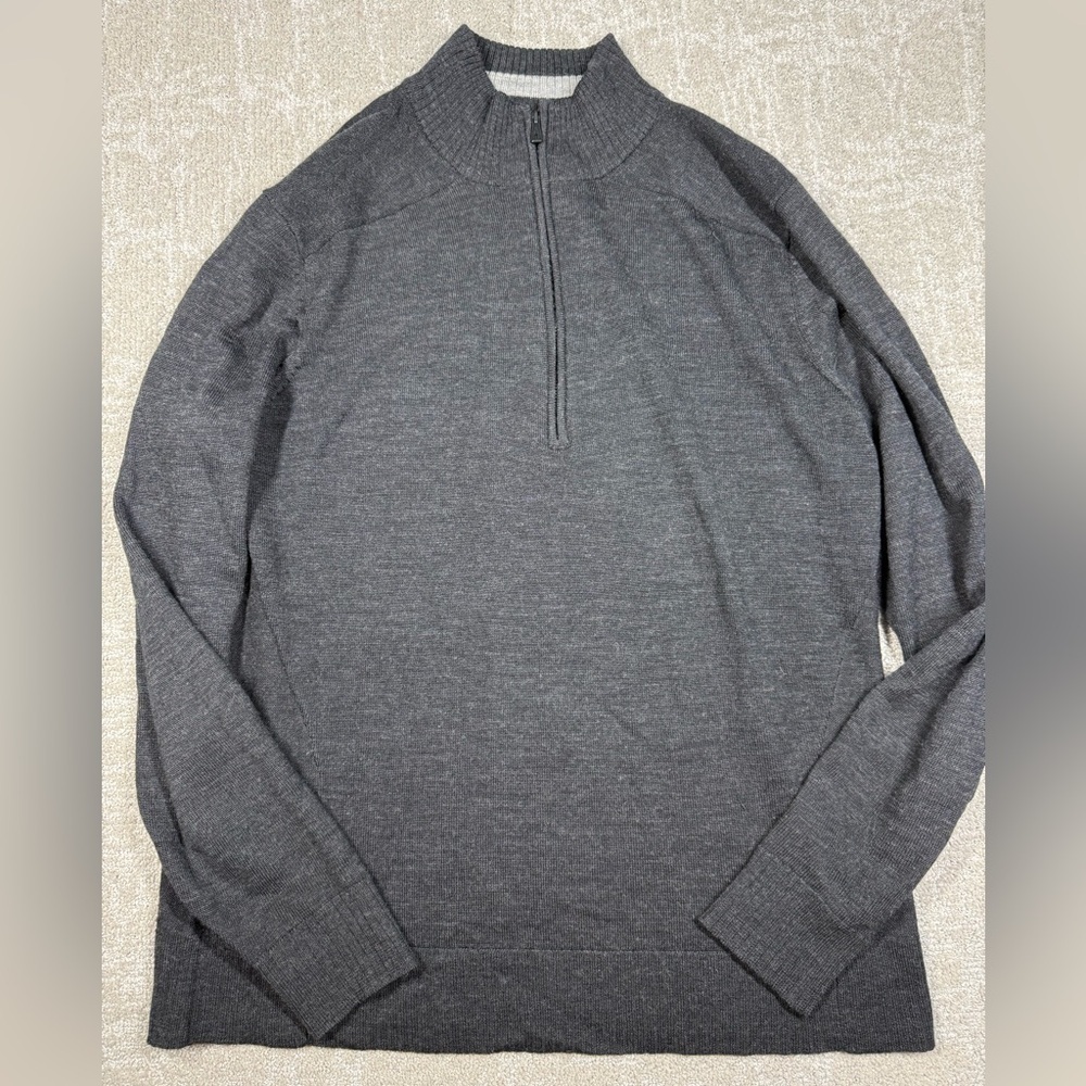 Smartwool Men’s Gray 1/4 Zip 100% Merino Wool Base-layer Sweater Read Below